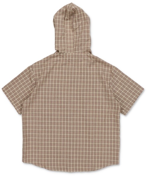 SPINNS（スピンズ）の「半袖チェックシャツパーカー（シャツ/ブラウス・レディース・ブラック/ベージュ/ネイビー・ONESIZE）」の8枚目の写真