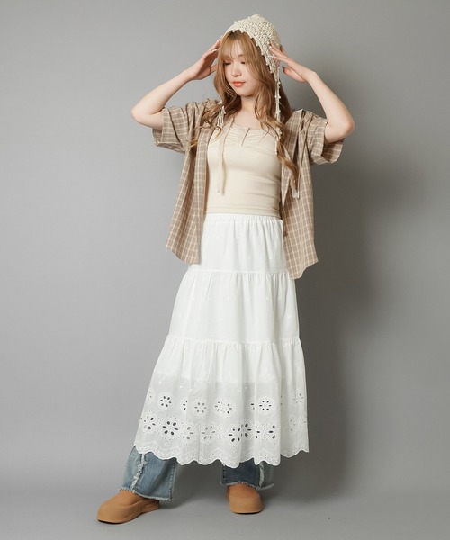 SPINNS（スピンズ）の「半袖チェックシャツパーカー（シャツ/ブラウス・レディース・ブラック/ベージュ/ネイビー・ONESIZE）」の18枚目の写真