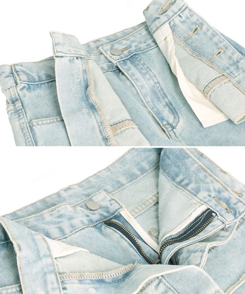 ANAP（アナップ）の「レイヤード風 デニム ワイド パンツ（デニムパンツ・レディース・ライトブルー・SMALL/MEDIUM）」の18枚目の写真