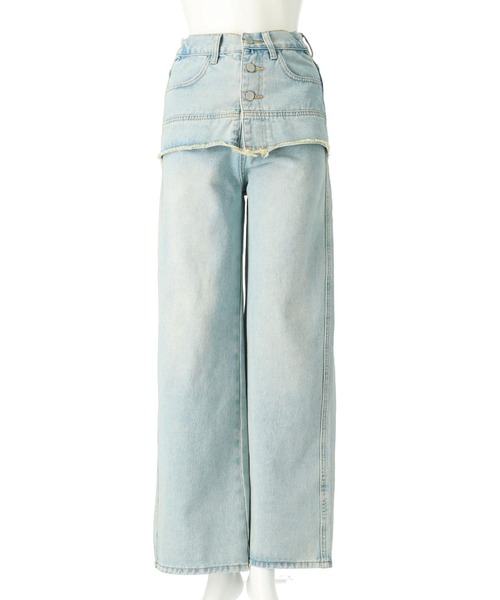 ANAP（アナップ）の「レイヤード風 デニム ワイド パンツ（デニムパンツ・レディース・ライトブルー・SMALL/MEDIUM）」の20枚目の写真