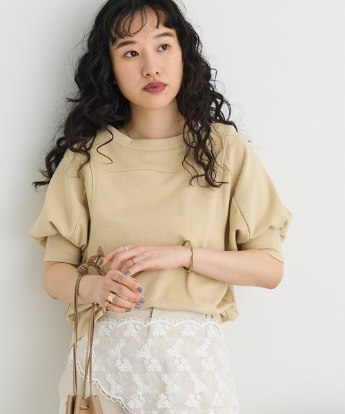 CRAFT STANDARD BOUTIQUE（クラフトスタンダードブティック）の「TC裏毛ボリュームハーフスリーブプルオーバー（スウェット・レディース・アイボリー/ブラック/ベージュ・FREE）」の3枚目の写真