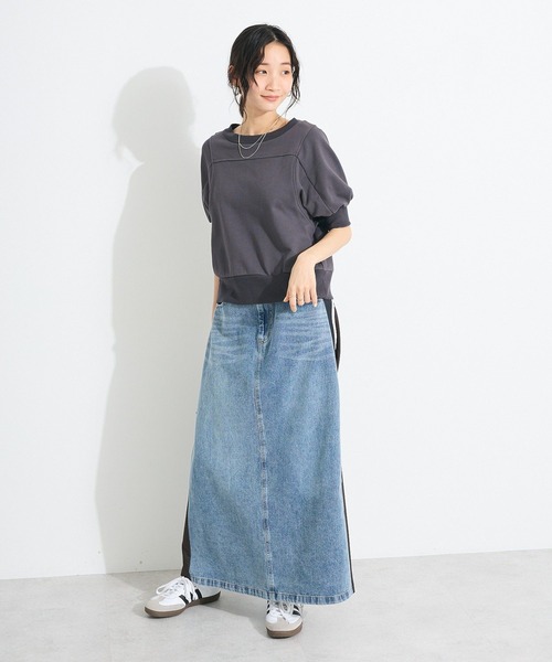 CRAFT STANDARD BOUTIQUE（クラフトスタンダードブティック）の「TC裏毛ボリュームハーフスリーブプルオーバー（スウェット・レディース・アイボリー/ブラック/ベージュ・FREE）」の13枚目の写真