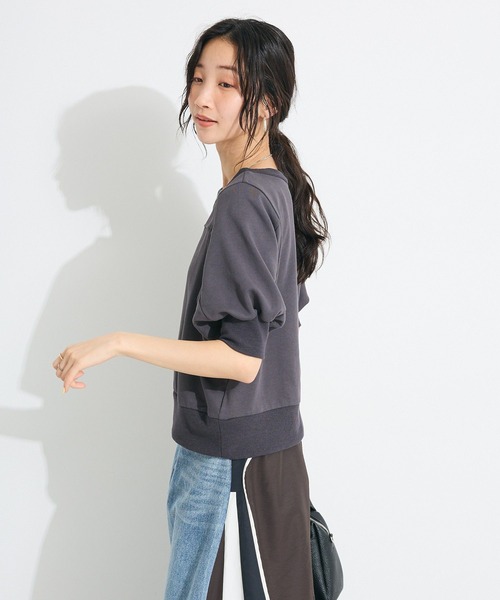 CRAFT STANDARD BOUTIQUE（クラフトスタンダードブティック）の「TC裏毛ボリュームハーフスリーブプルオーバー（スウェット・レディース・アイボリー/ブラック/ベージュ・FREE）」の11枚目の写真