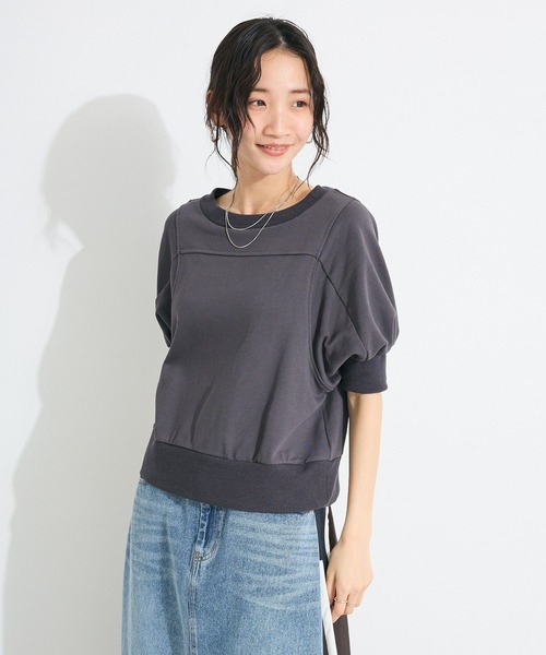 CRAFT STANDARD BOUTIQUE（クラフトスタンダードブティック）の「TC裏毛ボリュームハーフスリーブプルオーバー（スウェット・レディース・アイボリー/ブラック/ベージュ・FREE）」の9枚目の写真