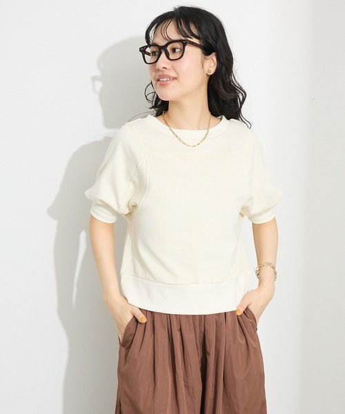 CRAFT STANDARD BOUTIQUE（クラフトスタンダードブティック）の「TC裏毛ボリュームハーフスリーブプルオーバー（スウェット・レディース・アイボリー/ブラック/ベージュ・FREE）」の5枚目の写真