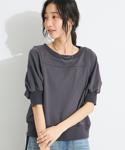 CRAFT STANDARD BOUTIQUE（クラフトスタンダードブティック）の「TC裏毛ボリュームハーフスリーブプルオーバー（スウェット・レディース・アイボリー/ブラック/ベージュ・FREE）」の8枚目の写真