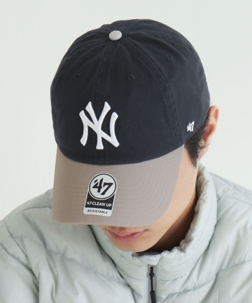 '47（フォーティーセブン）の「【'47】Yankees '47 CLEAN UP ('47 クリーンナップ ニューヨーク・ヤンキース) / 26カラー（キャップ・メンズ・グレー/ブルー系その他3/ブルー系その他4/ホワイト×ブラック/チャコール/ネイビー×ホワイト/ブラック×ホワイト/ブラウン/ベージュ系その他/ベージュ系その他2/ピンク/ブルー系その他2/ブルー系その他5/ブルー系その他6/ナチュラル/ブルー系その他7/ダークグリーン/パープル系その他/パープル系その他2/レッド系その他/モスグリーン/ブルー系その他/グリーン系その他/パープル/グリーン系その他2/ブラック×ブラック・F）」の16枚目の写真