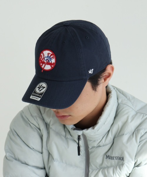 '47（フォーティーセブン）の「【'47】Yankees '47 CLEAN UP ('47 クリーンナップ ニューヨーク・ヤンキース) / 26カラー（キャップ・メンズ・グレー/ブルー系その他3/ブルー系その他4/ホワイト×ブラック/チャコール/ネイビー×ホワイト/ブラック×ホワイト/ブラウン/ベージュ系その他/ベージュ系その他2/ピンク/ブルー系その他2/ブルー系その他5/ブルー系その他6/ナチュラル/ブルー系その他7/ダークグリーン/パープル系その他/パープル系その他2/レッド系その他/モスグリーン/ブルー系その他/グリーン系その他/パープル/グリーン系その他2/ブラック×ブラック・F）」の17枚目の写真
