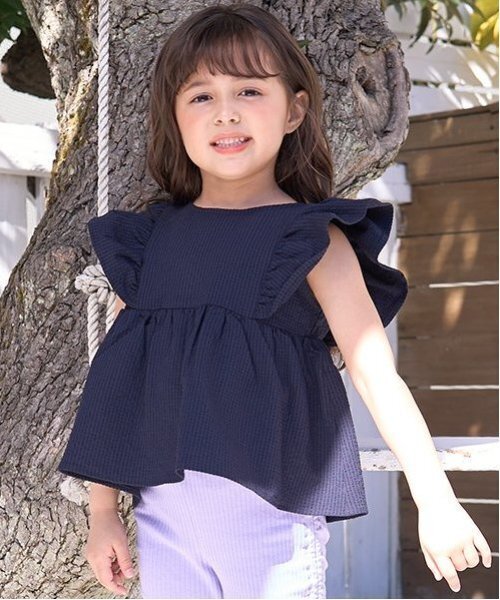 Lycee mine（リセマイン）の「【セットアップ可能】フリルペプラムブラウス（シャツ/ブラウス・キッズ・ライトブルー/ネイビー/レモンイエロー/ミント・120cm/100cm/130cm/150cm/140cm/110cm）」の3枚目の写真