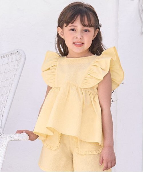 Lycee mine（リセマイン）の「【セットアップ可能】フリルペプラムブラウス（シャツ/ブラウス・キッズ・ライトブルー/ネイビー/レモンイエロー/ミント・120cm/100cm/130cm/150cm/140cm/110cm）」の4枚目の写真