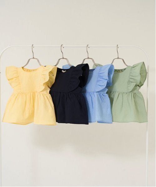 Lycee mine（リセマイン）の「【セットアップ可能】フリルペプラムブラウス（シャツ/ブラウス・キッズ・ライトブルー/ネイビー/レモンイエロー/ミント・120cm/100cm/130cm/150cm/140cm/110cm）」の5枚目の写真