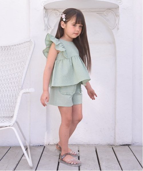 Lycee mine（リセマイン）の「【セットアップ可能】フリルペプラムブラウス（シャツ/ブラウス・キッズ・ライトブルー/ネイビー/レモンイエロー/ミント・120cm/100cm/130cm/150cm/140cm/110cm）」の21枚目の写真