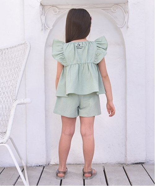 Lycee mine（リセマイン）の「【セットアップ可能】フリルペプラムブラウス（シャツ/ブラウス・キッズ・ライトブルー/ネイビー/レモンイエロー/ミント・120cm/100cm/130cm/150cm/140cm/110cm）」の22枚目の写真