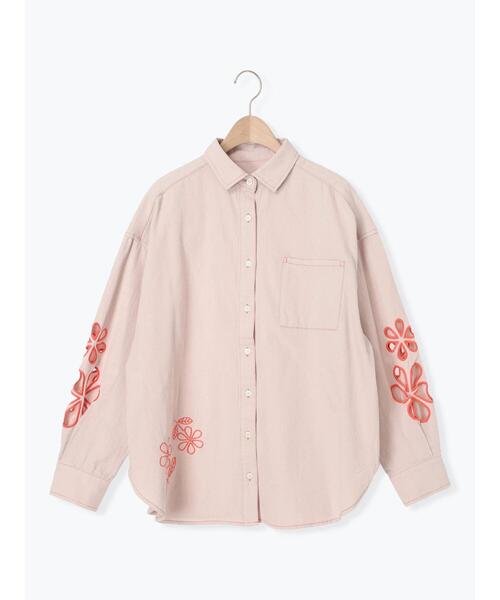 SM2（エスエムツー）の「くり抜き刺繍オーバーシャツ（シャツ/ブラウス・レディース・ブルー/ピンク/ネイビー/オフホワイト・F）」の4枚目の写真