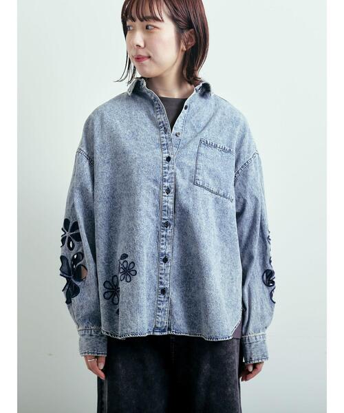 SM2（エスエムツー）の「くり抜き刺繍オーバーシャツ（シャツ/ブラウス・レディース・ブルー/ピンク/ネイビー/オフホワイト・F）」の20枚目の写真