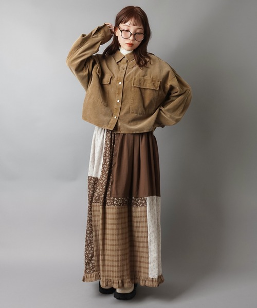 ロングスカート/つぎはぎフラワー/NEO森ガール（スカート