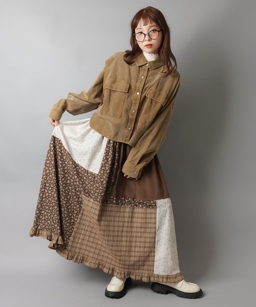 ロングスカート/つぎはぎフラワー/NEO森ガール（スカート