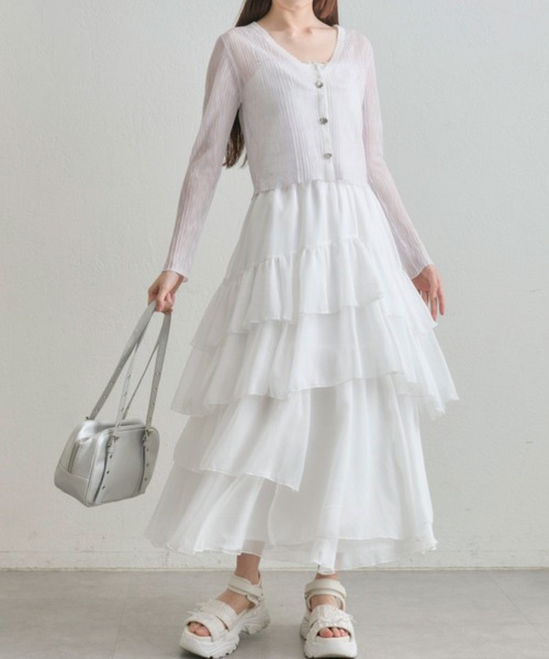 OLIVE des OLIVE（オリーブデオリーブ）の「【360度可愛い】ランダムアシメフリルロングスカート（スカート・レディース・オフホワイト/チャコールグレー・FREE）」の8枚目の写真