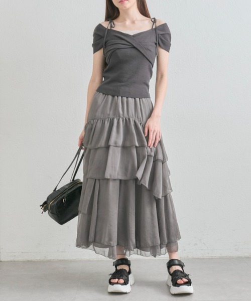 OLIVE des OLIVE（オリーブデオリーブ）の「【360度可愛い】ランダムアシメフリルロングスカート（スカート・レディース・オフホワイト/チャコールグレー・FREE）」の22枚目の写真