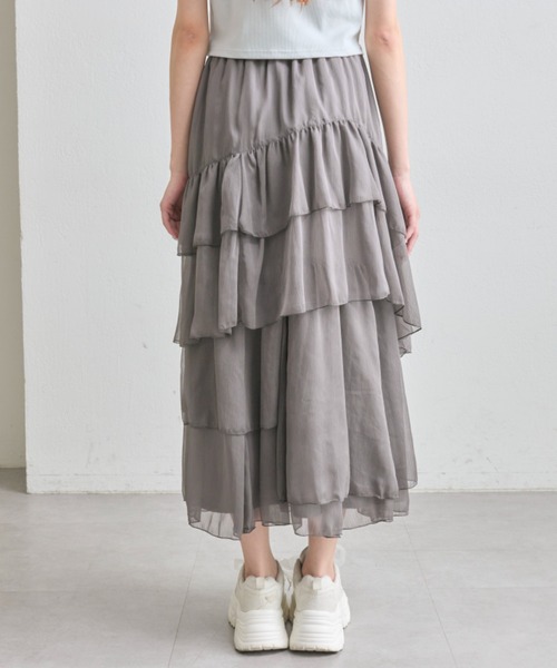 OLIVE des OLIVE（オリーブデオリーブ）の「【360度可愛い】ランダムアシメフリルロングスカート（スカート・レディース・オフホワイト/チャコールグレー・FREE）」の18枚目の写真