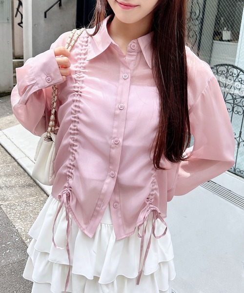 INGNI（イング）の「フロントドロストシアークロップドシャツ（シャツ