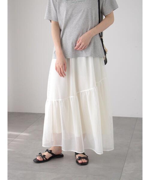 Te chichi TERRASSE（テチチテラス）の「メッシュアシメティアードスカート《2025summer catalog item》（スカート・レディース・ブラック/オフホワイト/ブラウン・F）」の5枚目の写真