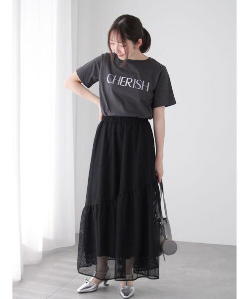 Te chichi TERRASSE（テチチテラス）の「メッシュアシメティアードスカート《2025summer catalog item》（スカート・レディース・ブラック/オフホワイト/ブラウン・F）」の7枚目の写真