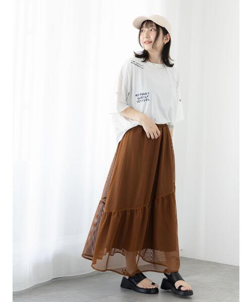 Te chichi TERRASSE（テチチテラス）の「メッシュアシメティアードスカート《2025summer catalog item》（スカート・レディース・ブラック/オフホワイト/ブラウン・F）」の10枚目の写真
