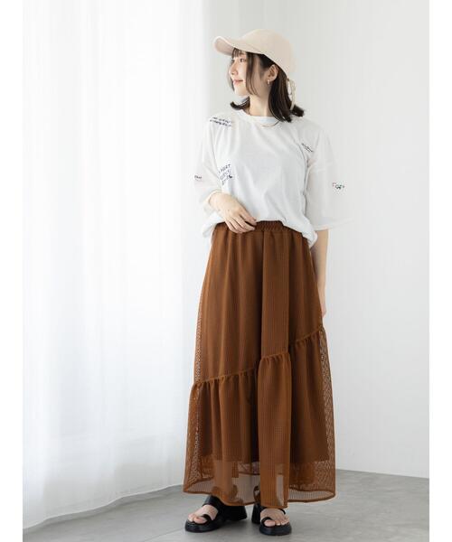 Te chichi TERRASSE（テチチテラス）の「メッシュアシメティアードスカート《2025summer catalog item》（スカート・レディース・ブラック/オフホワイト/ブラウン・F）」の11枚目の写真