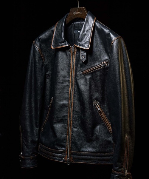 glamb（グラム）の「Hidden Valley Leather Jacket / ヒドゥンバレーレザージャケット（ライダースジャケット・メンズ・ブラック/ブラウン・S/M/L）」の4枚目の写真