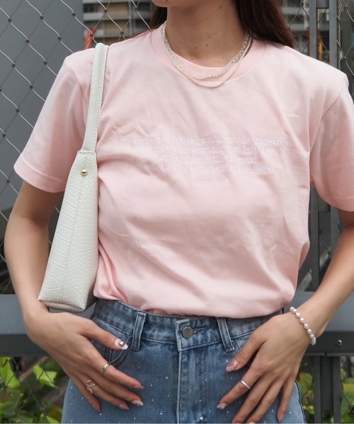 ＆soiree（アンドソワレ）の「【＆soiree】フロント刺_Tシャツ(CP)（Tシャツ/カットソー・レディース・ネイビー/ホワイト/ピンク/ブラウン/スミクロ/ベージュ・FREE）」の18枚目の写真