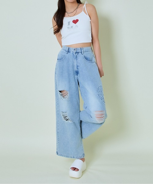 GORGE(ゴージ)の「《ハートプリント×パッド付き》レディース キャミソール クロップド丈 テレコ素材 春夏(キャミソール・レディース・ブラック/オフホワイト・F)」の3枚目の写真