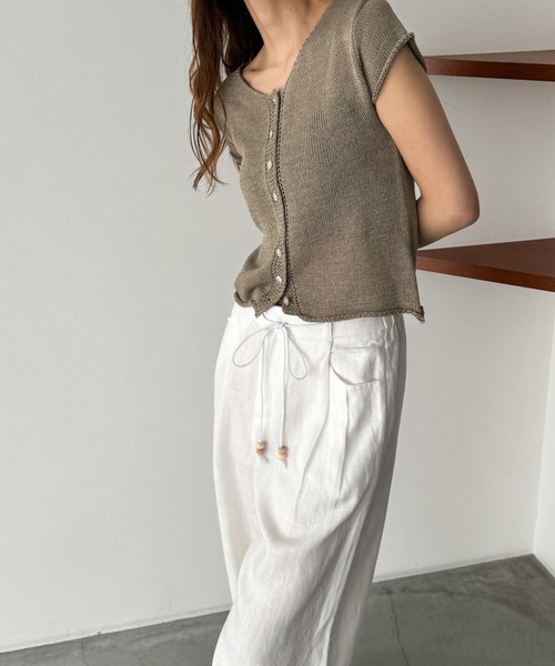 CANAL JEAN(キャナルジーン)の「El mar 半袖サマーニットカーディガン(カーディガン/ボレロ・レディース・カーキ/ブラック/ベージュ・ONE SIZE)」の10枚目の写真