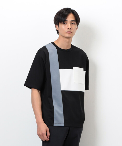 COMME CA ISM(コムサイズム)の「ブロッキングTシャツ(Tシャツ/カットソー・メンズ・ホワイト/ブラック・MEDIUM/LARGE/X-LARGE)」の2枚目の写真
