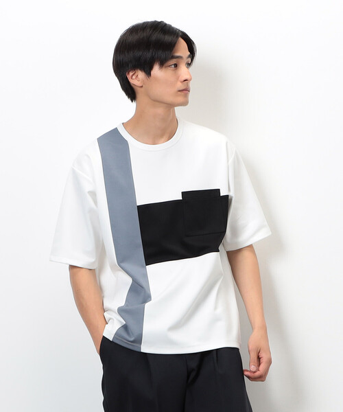 COMME CA ISM(コムサイズム)の「ブロッキングTシャツ(Tシャツ/カットソー・メンズ・ホワイト/ブラック・MEDIUM/LARGE/X-LARGE)」の5枚目の写真