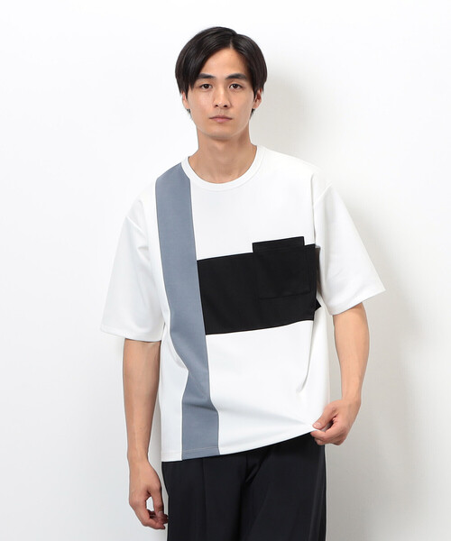 COMME CA ISM(コムサイズム)の「ブロッキングTシャツ(Tシャツ/カットソー・メンズ・ホワイト/ブラック・MEDIUM/LARGE/X-LARGE)」の6枚目の写真