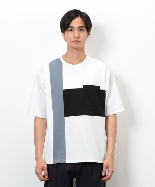 COMME CA ISM(コムサイズム)の「ブロッキングTシャツ(Tシャツ/カットソー・メンズ・ホワイト/ブラック・MEDIUM/LARGE/X-LARGE)」の10枚目の写真