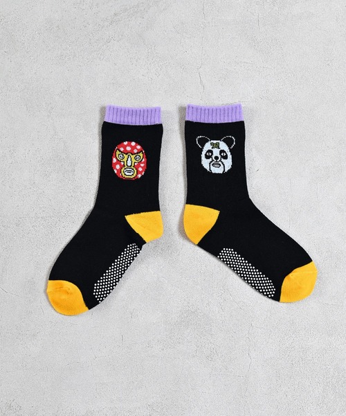 MARKEY'S（マーキーズ）の「【子煩悩レスラー】別注アシンメトリーソックス/13-15cm（ソックス/靴下・キッズ・ブラック/オフホワイト・13-15cm）」の2枚目の写真