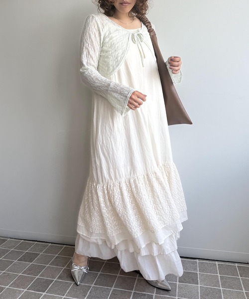 aimoha(アイモハ)の「透かし編みベルスリーブカーディガン (SS)(カーディガン/ボレロ・レディース・ブルー/ライトベージュ/グリーン/ピンク/ホワイト・FREE)」の22枚目の写真