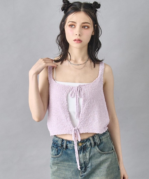 ANAP(アナップ)の「2WAY リボン ニット キャミソール ビスチェ(キャミソール・レディース・ラベンダー/ライトグレー/ホワイト・FREE)」の3枚目の写真