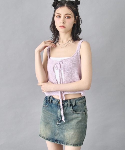 ANAP(アナップ)の「2WAY リボン ニット キャミソール ビスチェ(キャミソール・レディース・ラベンダー/ライトグレー/ホワイト・FREE)」の10枚目の写真