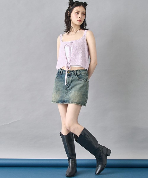 ANAP(アナップ)の「2WAY リボン ニット キャミソール ビスチェ(キャミソール・レディース・ラベンダー/ライトグレー/ホワイト・FREE)」の11枚目の写真