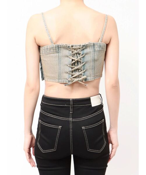 キャミソール BACKレースUP Corsetデニムビスチェ セール】BACKレースUP Corsetデニムビスチェ（キャミソール