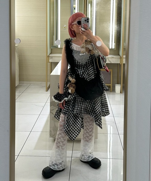 Alley Tokyo（アリートーキョー）の「ギンガムボリューミーキャミワンピ（ワンピース・レディース・ブラック系・FREE）」の10枚目の写真