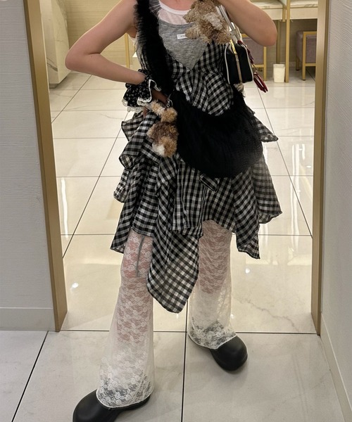 Alley Tokyo（アリートーキョー）の「ギンガムボリューミーキャミワンピ（ワンピース・レディース・ブラック系・FREE）」の5枚目の写真