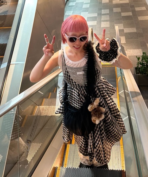 Alley Tokyo（アリートーキョー）の「ギンガムボリューミーキャミワンピ（ワンピース・レディース・ブラック系・FREE）」の11枚目の写真