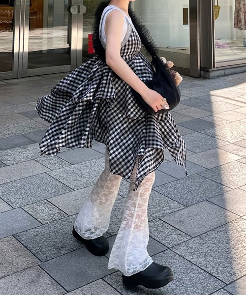 Alley Tokyo（アリートーキョー）の「ギンガムボリューミーキャミワンピ（ワンピース・レディース・ブラック系・FREE）」の6枚目の写真
