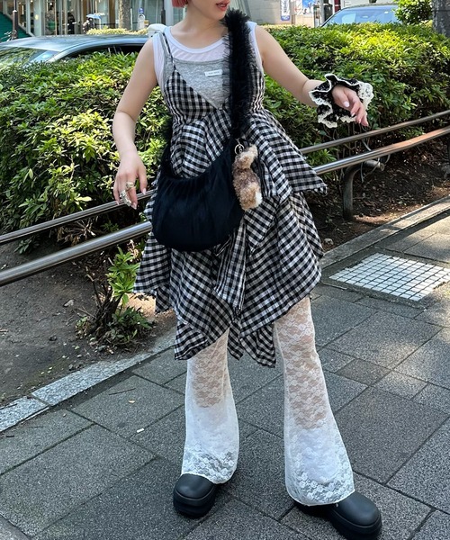 Alley Tokyo（アリートーキョー）の「ギンガムボリューミーキャミワンピ（ワンピース・レディース・ブラック系・FREE）」の14枚目の写真