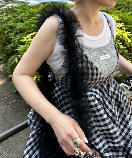 Alley Tokyo（アリートーキョー）の「ギンガムボリューミーキャミワンピ（ワンピース・レディース・ブラック系・FREE）」の15枚目の写真