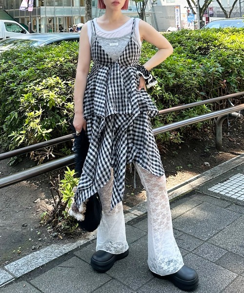 Alley Tokyo（アリートーキョー）の「ギンガムボリューミーキャミワンピ（ワンピース・レディース・ブラック系・FREE）」の7枚目の写真